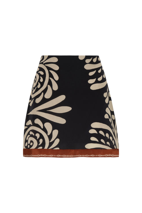 Carmelita Crepe Chine Mini Skirt / Black Arabesque